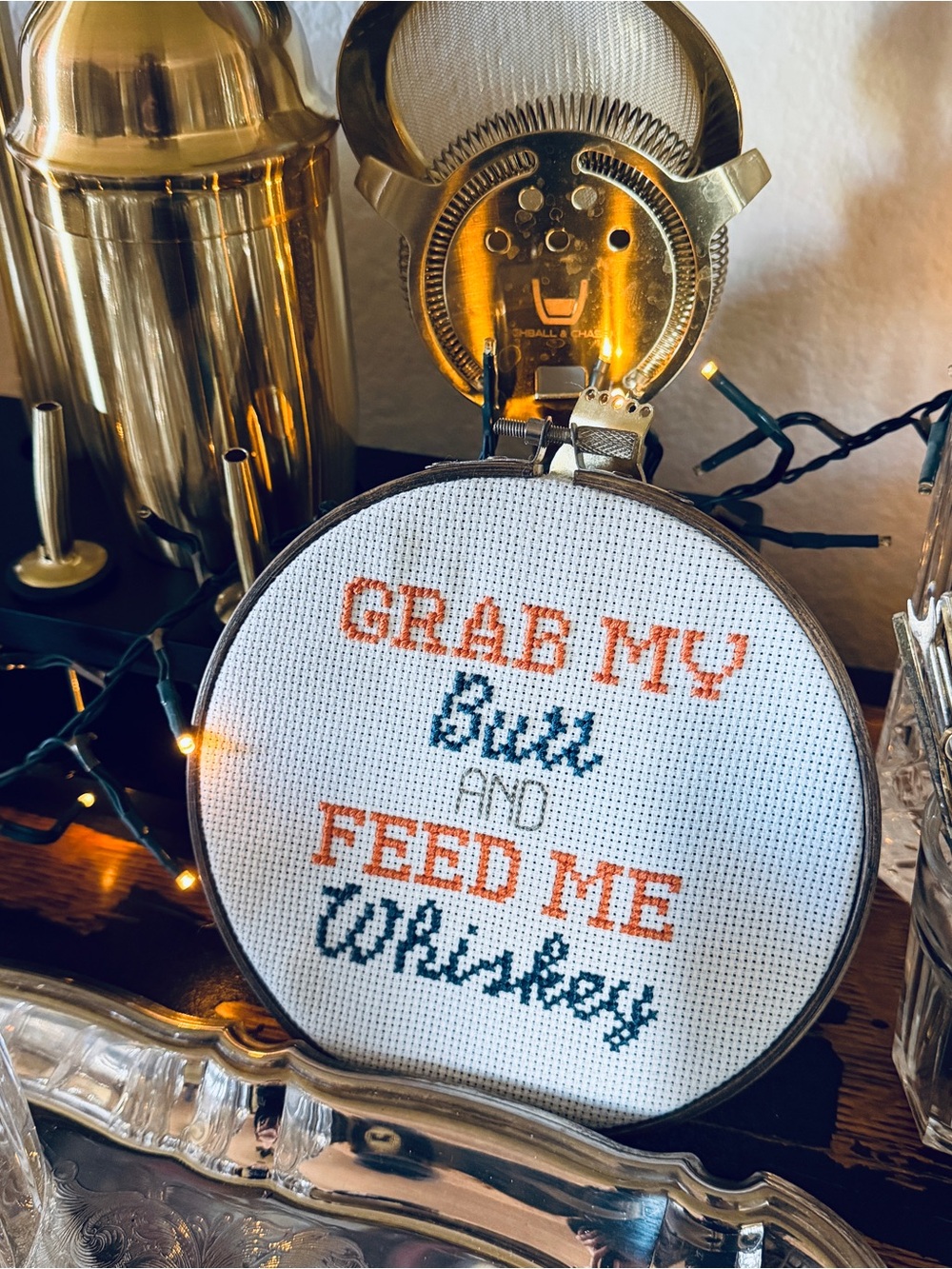 Playful man cave cross stitch, handmade funny 😆